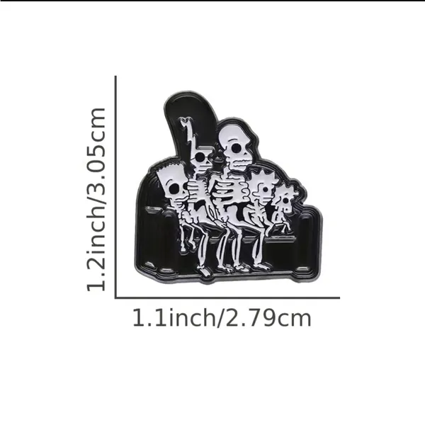 Skull Style Anime Character‎ Metal Enamel Skull Pin Halloween Clothing Lapel - Image 5