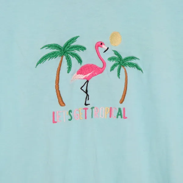 Unbranded Nightgown Womens S Sleep Shirt Blue Flamingo Tropical Graphic Exc - Image 2