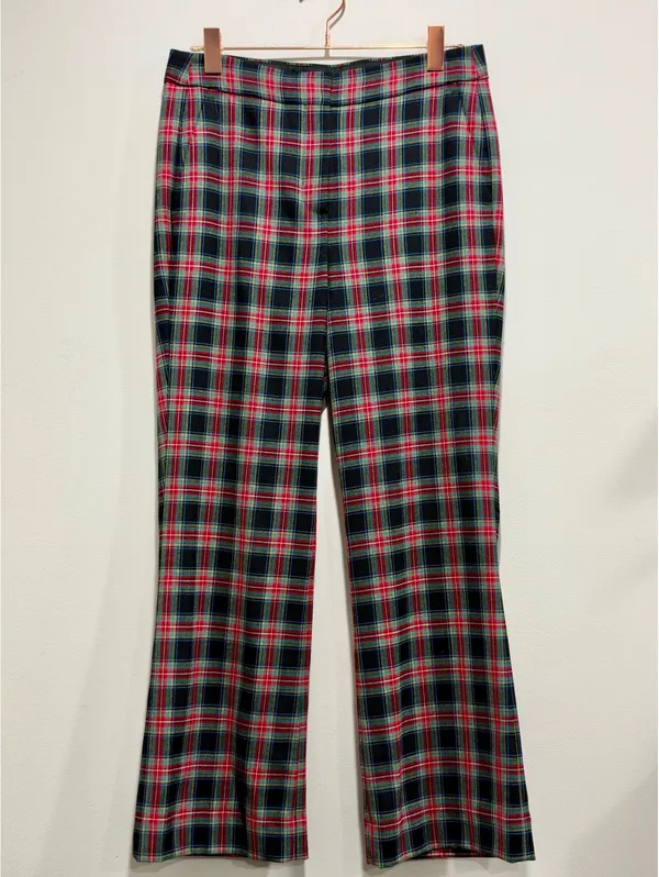 J.Crew Hayden Black Stewart Tartan Wool Kick Flare Pants 6 Tall - Image 2