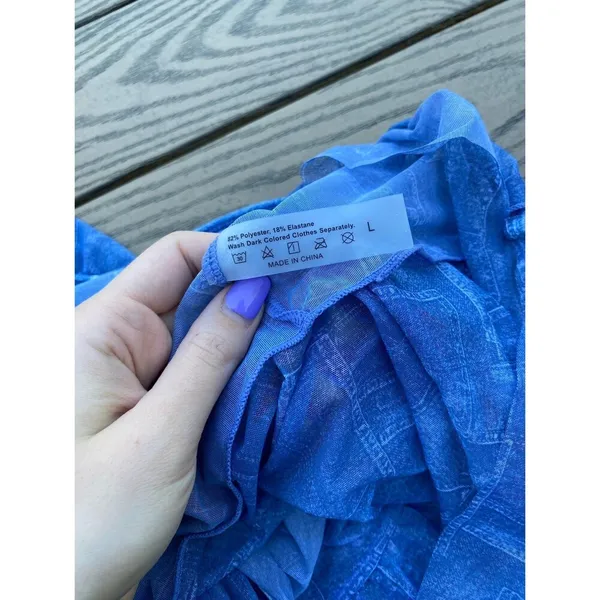 SHEIN size large demin sheer matching cover up set blue swim - Image 6