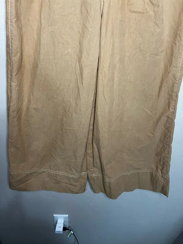 Zara TRF Super Wide Leg‎ High Rise Crop Tan Boho Trouser Pants - Image 4