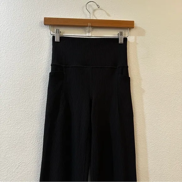 Athleta Salutation Stash Flare Pant Ribbed‎ Leggings Women's Black Size XS - Image 5