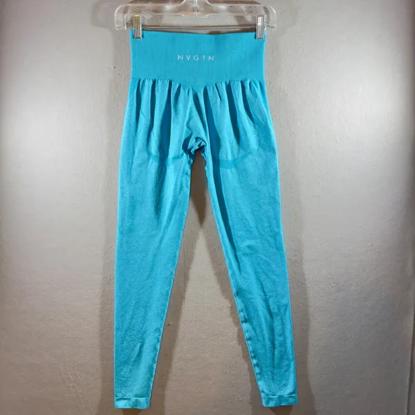 595 | NVGTN Aqua Blue Seamless‎ High Rise Jogger Leggings Womens Medium - Image 2
