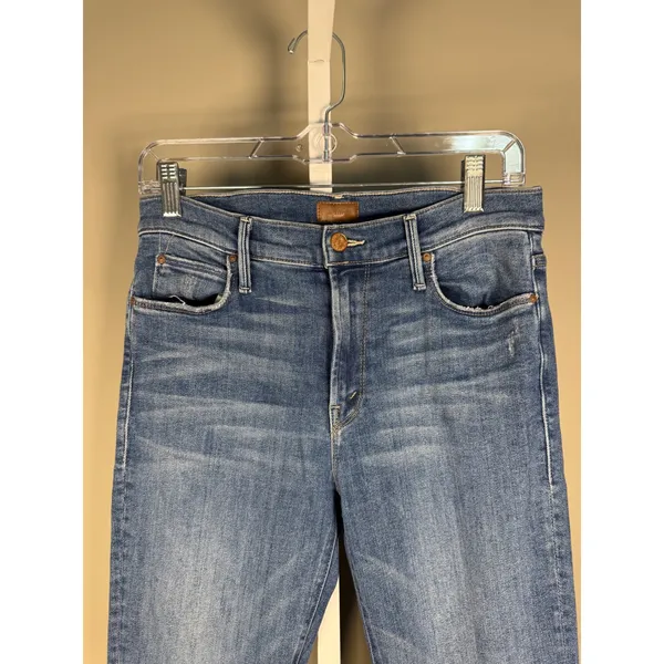 MOTHER The Runaway Step Fray Jeans 29 Leaps & Bounds Flare Raw Hem - Image 4