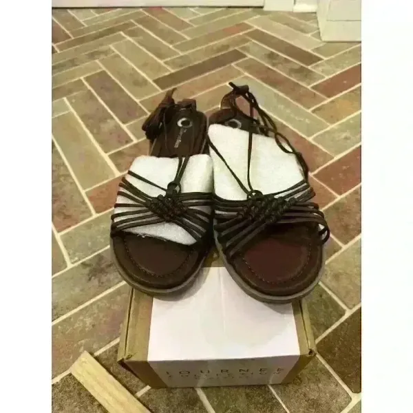 Journee Collection Brown Strappy Lace Up‎ Sandals size 8.5 NWB - Image 2