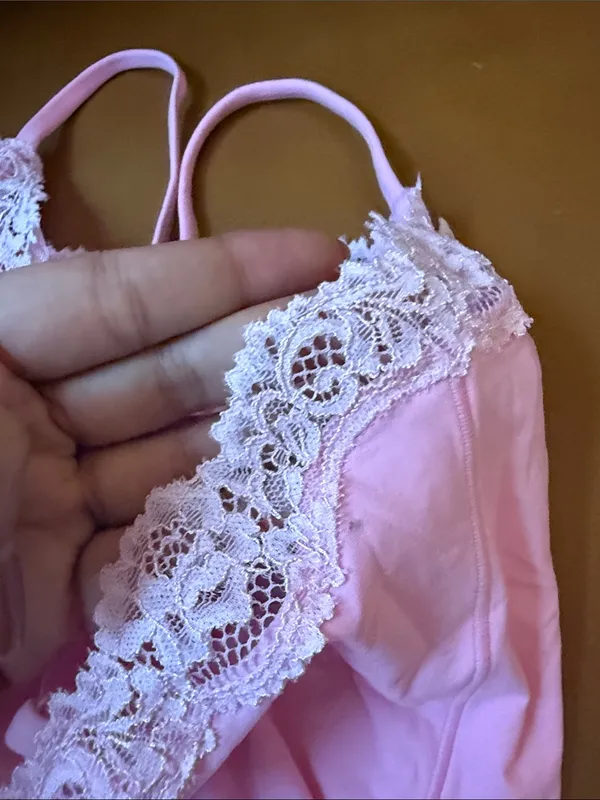 NWT SKIMS Fits Everybody pink Lace Trim Bodysuit XS (C4) - Image 6