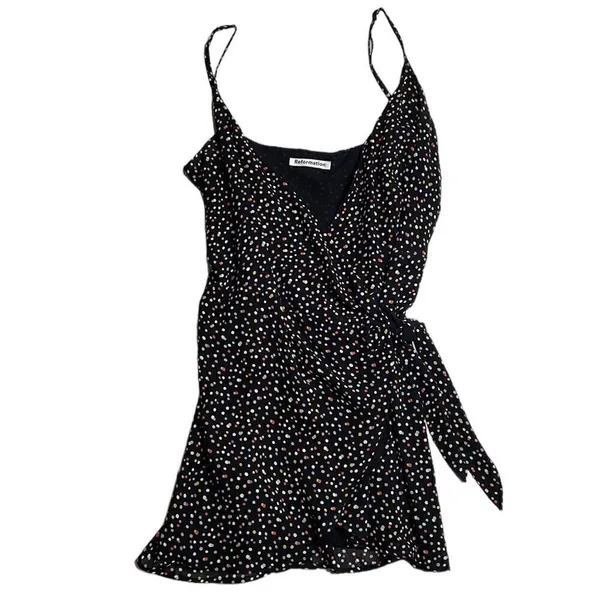 Reformation Troppo Confetti Wrap Dress Large Black - Image 2