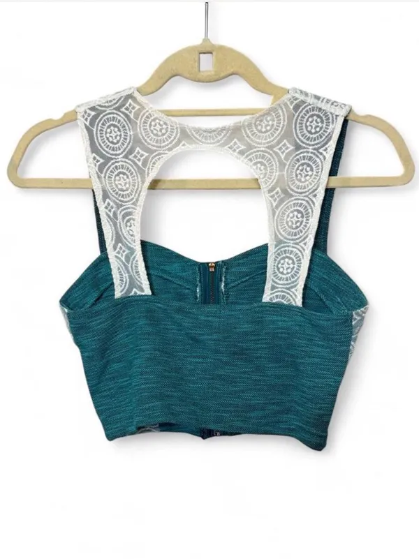 Pins & Needles Teal Turquoise & Ivory Cropped Top Bustier Sz S NWT Retail $39 - Image 6
