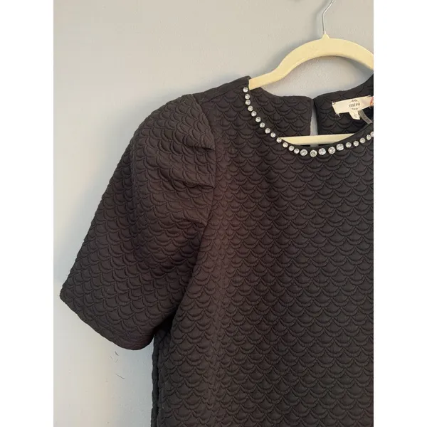NWT Entro Black Quilted Jewel Neck Sheath Dress Women’s Size Small - Image 3