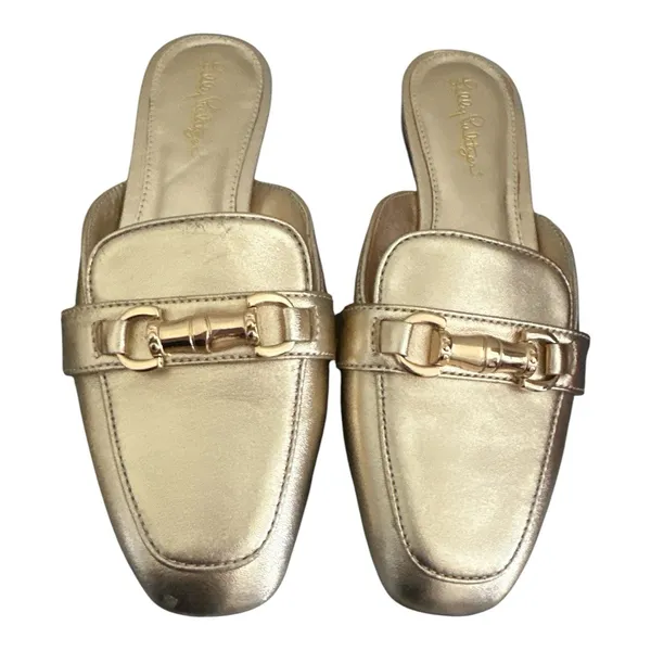 Lilly Pulitzer Andi Metallic Gold Loafer Mules - Size 7M - Image 2