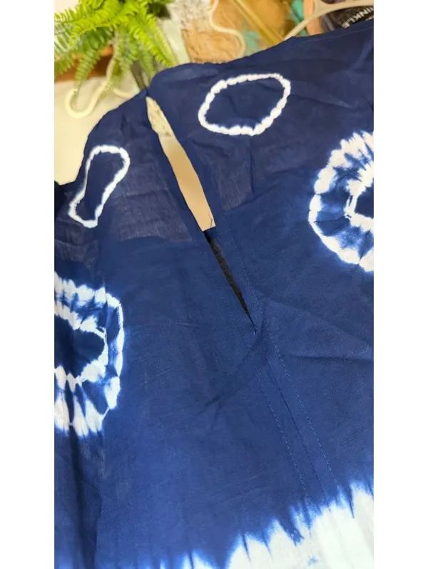 Size M/L Balkón by Blanca Estela Blue Tie-Dye Blouse Boho - Image 4
