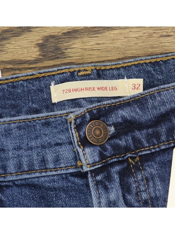 NWT Levi's Womens 728 High Rise Zip Fly Wide Leg Jeans 94417114 Blue 32X32 - Image 6