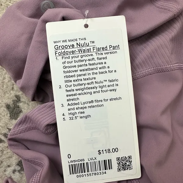 Lululemon Groove Nulu Foldover-Waist Flared Pant Size 0 NWT - Lavender Lux - Image 5