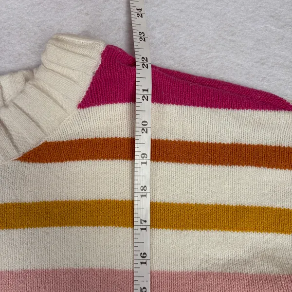 GAP Rainbow Knit Crewneck Sweater Women's L Multi Relaxed Cozy Grannycore Autumn - Image 4
