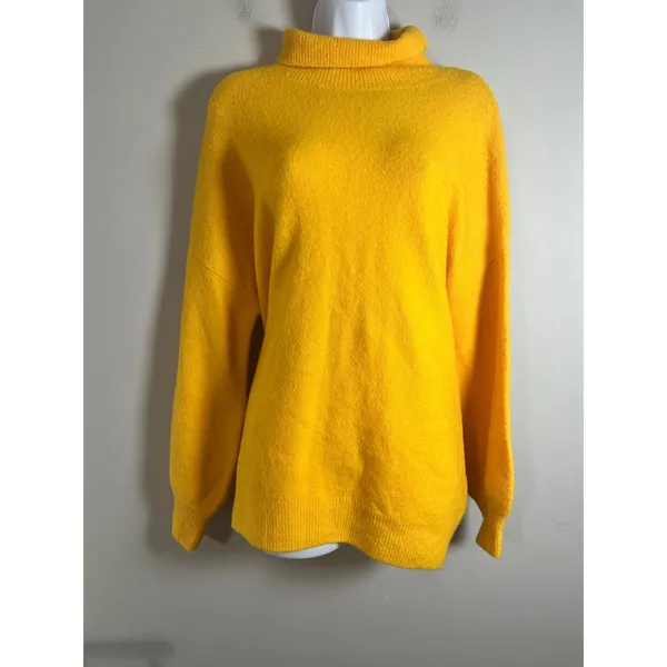 Whistles Yellow Oversized Funnel Neck Knit Wool‎ Blend Sweater M 2260969 - Image 3