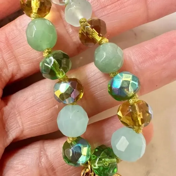 Cookie Lee green glass bead crystal leaf pendant necklace - Image 11