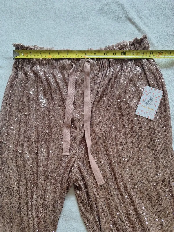 NWT Free People Morelia Sequin Joggers Pants M Rose Gold Bronze Holiday Party - Image 3
