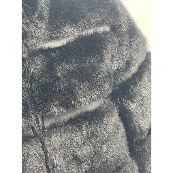 Pamela McCoy Faux Fur Black Jacket Coat Satin Lining Womens XS full‎ zip - Image 4