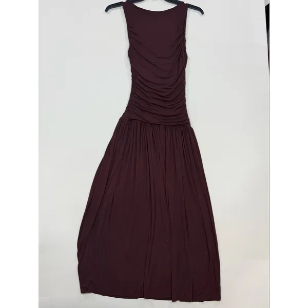 Summer Away Patmos Dark Walnut brown ruched maxi dress XS - Image 6
