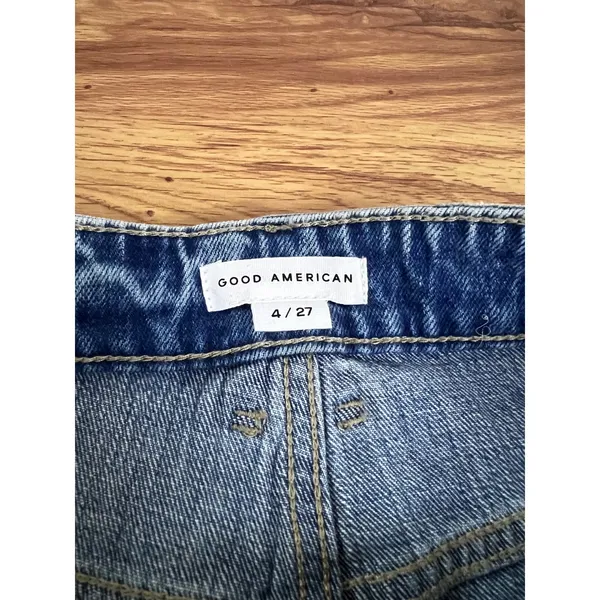 Good American Distressed High Rise Denim Shorts Light Wash Size 4 27 - Image 3