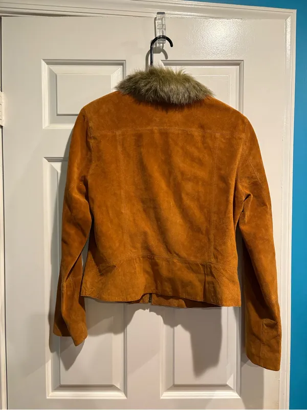 Uniform John Paul Richard suede zip jacket sz M caramel Penny Lane boho Y2K - Image 2