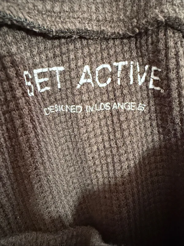 SET ACTIVE Brown Waffle Knit Joggers Medium - Image 4