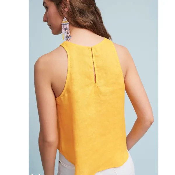 Anthropologie Yellow linen tank top - Image 2