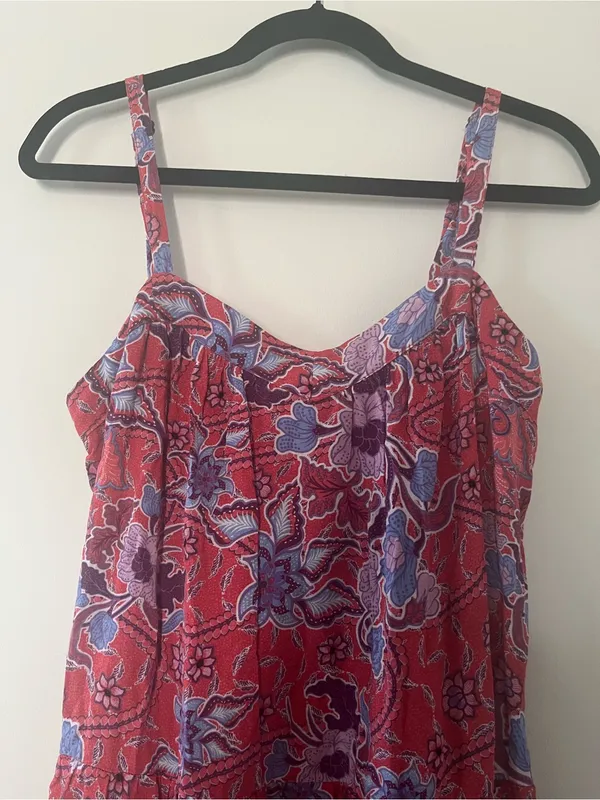 Knox Rose Red Blue Tropical Floral Midi Dress Medium Resort Beachy Vacation - Image 2