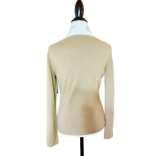 Sutton Studio Cashmere Classic Tan V-neck Sweater Sz M 100% Cashmere - Image 3