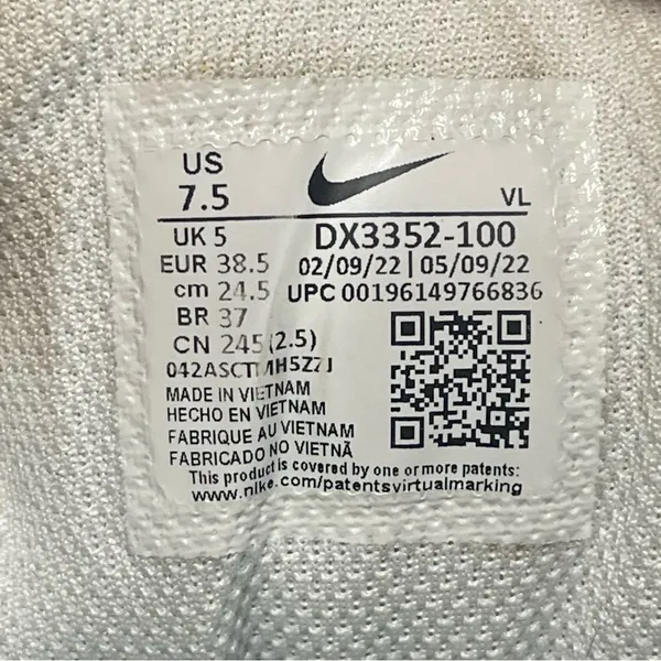 Nike Zoom Winflo 9 Women's White Running Shoes Size 7.5 - Image 3
