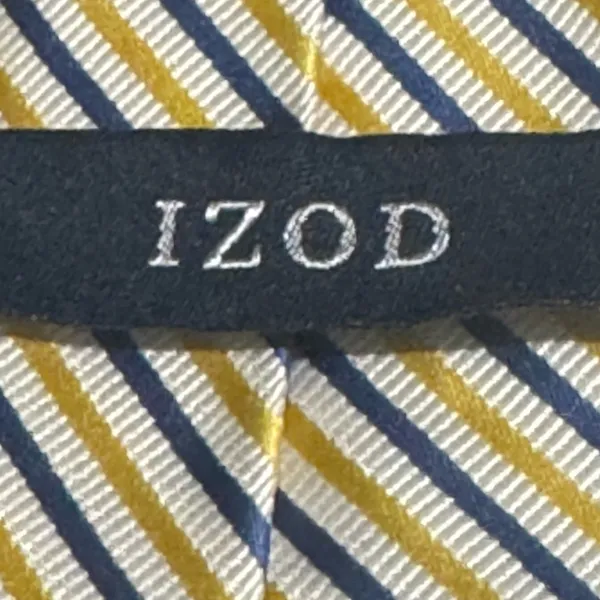 IZOD 100% Silk Blue Yellow White Diagonal Striped Men’s Neck Tie Classic Business - Image 4