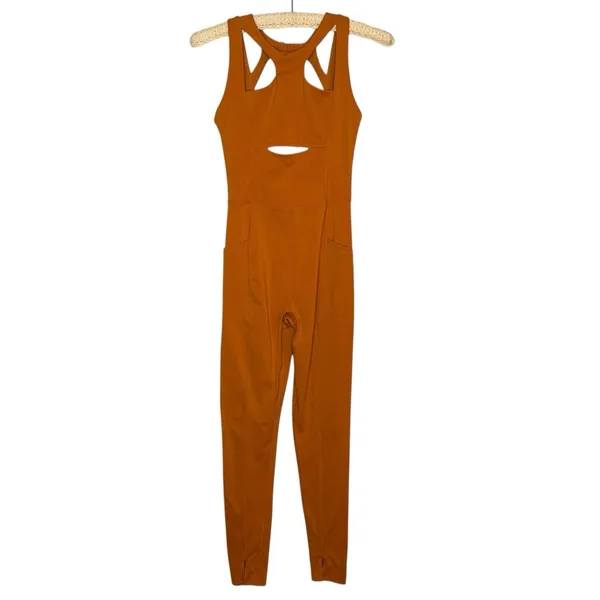 FP Movement Breakaway‎ XS Halogen Jumpsuit Burnt Orange Athleisure Yoga Workout - Image 3