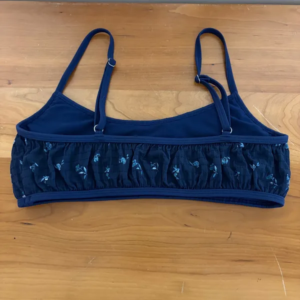 LA Hearts by PacSun Navy Blue‎ Floral Smocked Bikini Top Size Medium Adjustable - Image 3