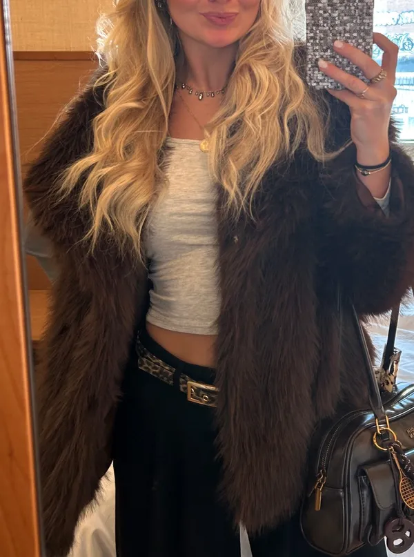 Brown Faux Fur Jacket - Image 4