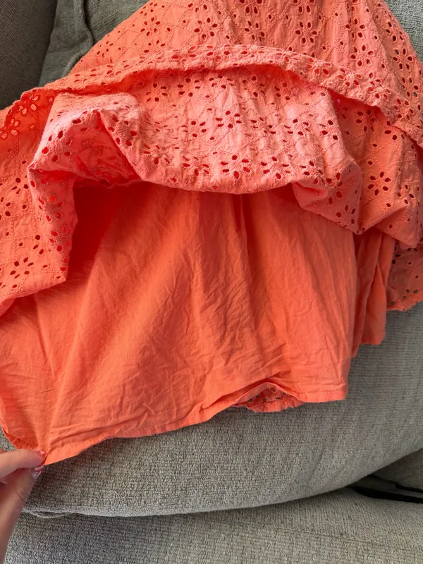 LOFT Eyelet Peplum Orange Top - Image 3