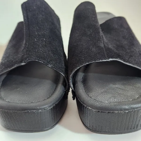 Rag & Co. Black Faux Suede Platform Mules Size 9.5 - Image 3
