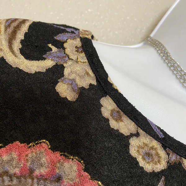 Black Paisley 3/4 Sleeve Top Large Fairy Grunge Whimsigoth Witchy Y2K 2000s - Image 3