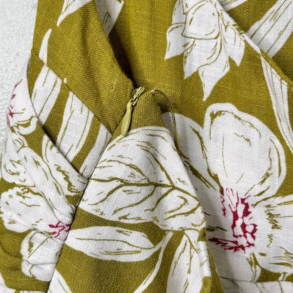 NEW Zara Linen Floral Tropical Halter Neck Maxi Dress Green Khaki White Pink XS - Image 11
