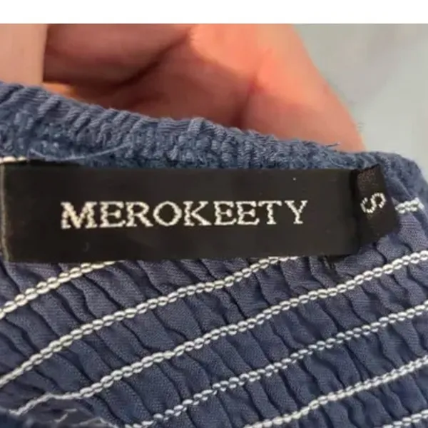 Merokeety Women's Size S One-Shoulder Sleeveless Smocked Midi Dress Blue - Image 6