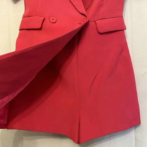 Endless Rose Short Sleeve‎ Blazer Romper Size Medium Fuchsia Pink JJ1673P NWT - Image 2