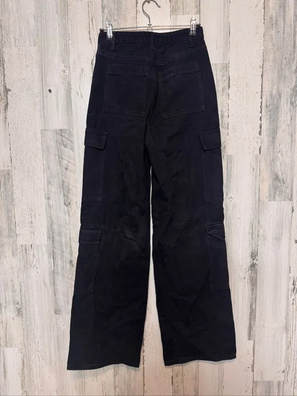 SHEIN High Rise Wide Leg Multi Pocket Cargo Pants Womens XXS / US 0 Black - Image 4