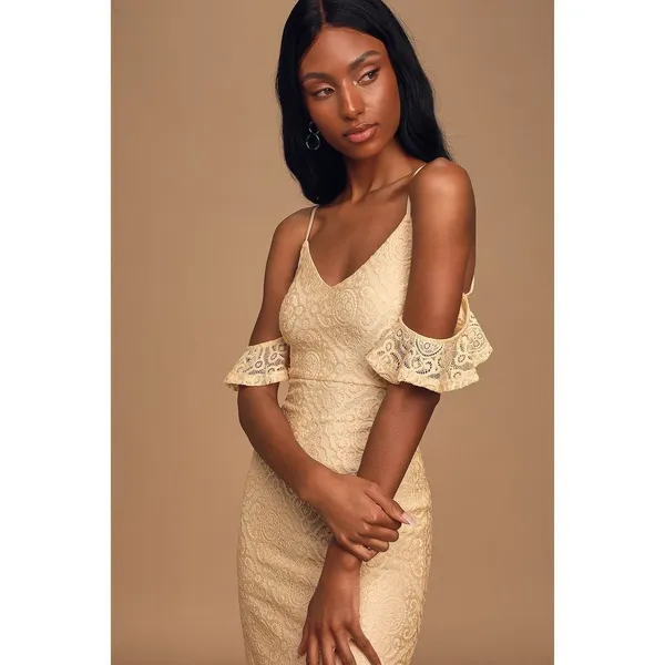 Lulu’s Declare My Love Cream Lace Cold-Shoulder Mermaid Maxi Dress - Image 2