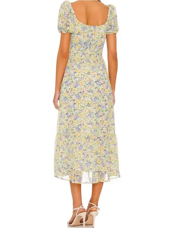 Revolve ASTR the Label Irma Floral Puff Sleeve Midi Dress Cutout Size XS - Image 3