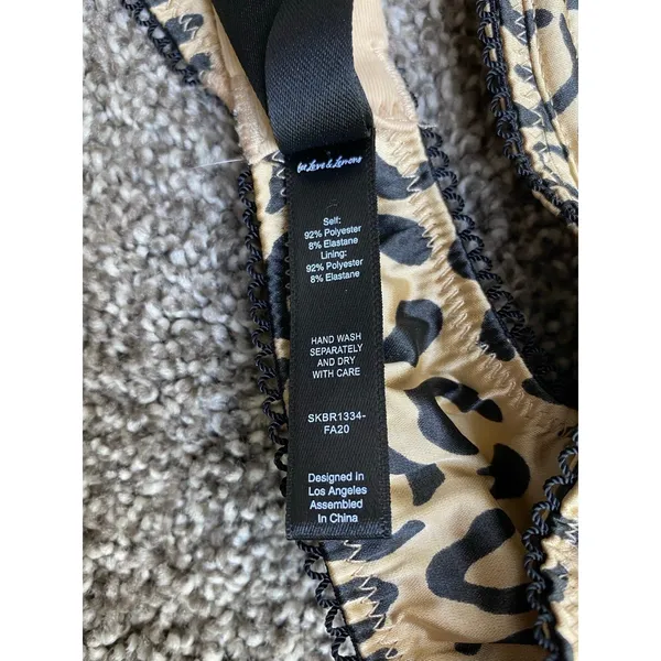 For Love & Lemons Leopard Satin Underwire Bra Small DD Animal Print - Image 5
