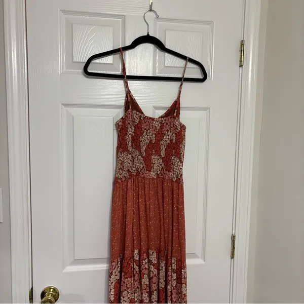 Band of Gypsies Orange, Red, and Pink Floral Patterned Sun Dress Size Small - Image 6