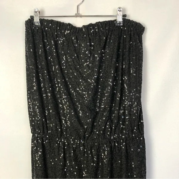 Tibi Black Sequin Strapless Maxi Formal Gown‎ M - Image 4