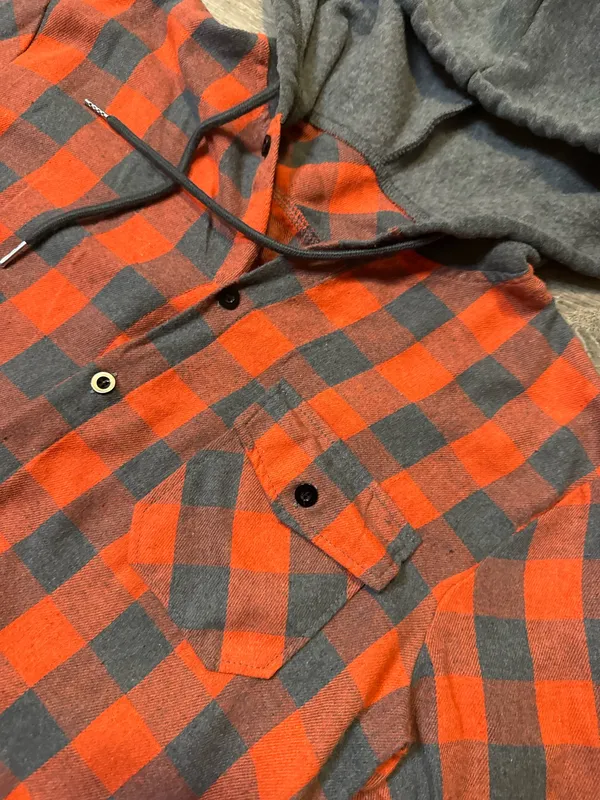 Plaid hooded long sleeve Orange Size M - Image 4