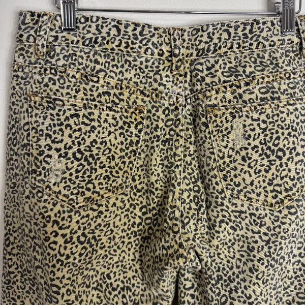 POL Jeans Womens 30 Medium Beige High Rise Crop Relaxed Leopard Distressed Denim - Image 10