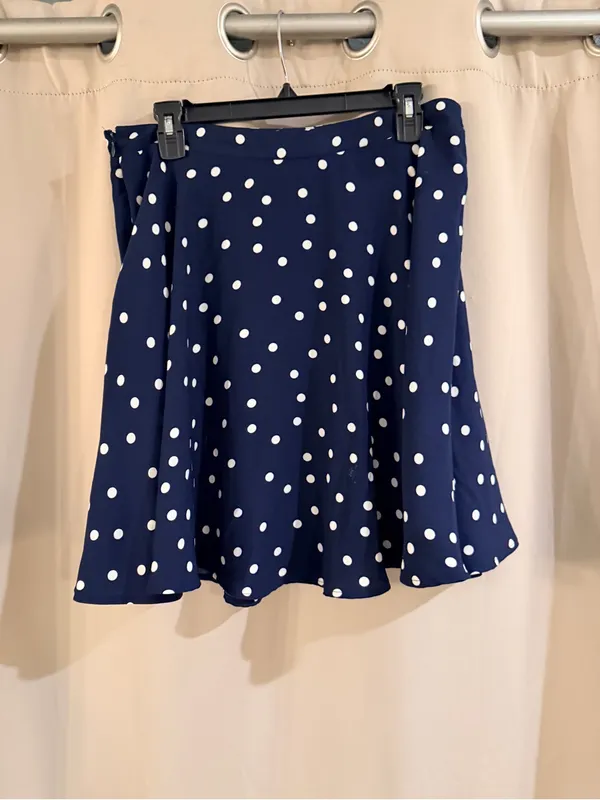 Pixley Navy Blue Polka Dot Skirt - Image 2