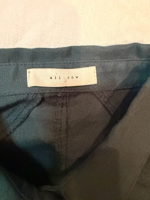 ALL:ROW Dark Teal Oversized Dolman Sleeve Button Front Blouse High Low Hem Women’s - Image 3